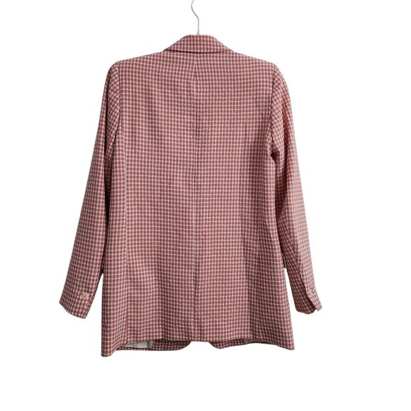 Zara Blazer Small Gingham Pink & White Jacket Bloggers Favorite Pockets Collared - Picture 8 of 10
